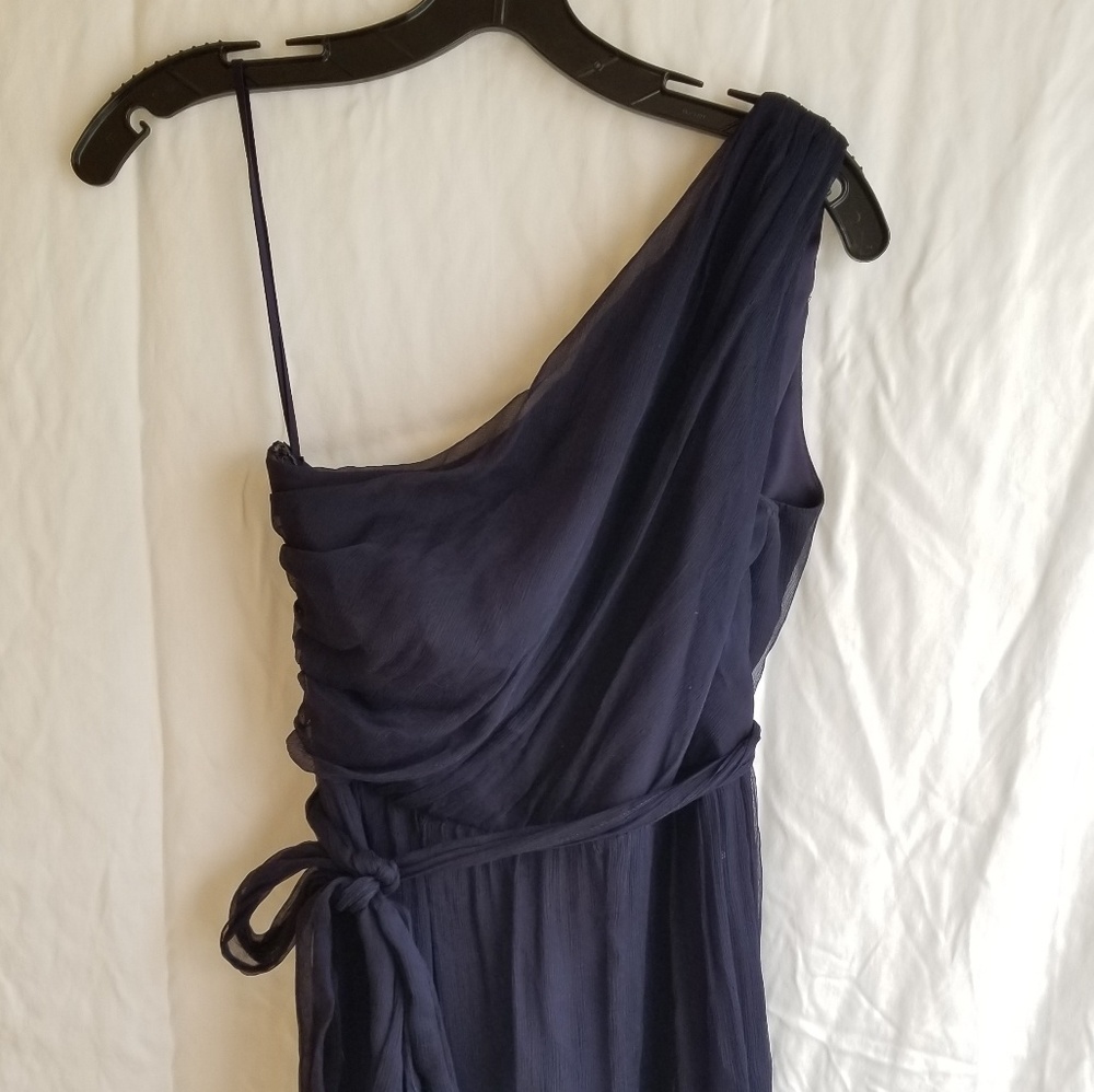 Full length navy blue chiffon dress